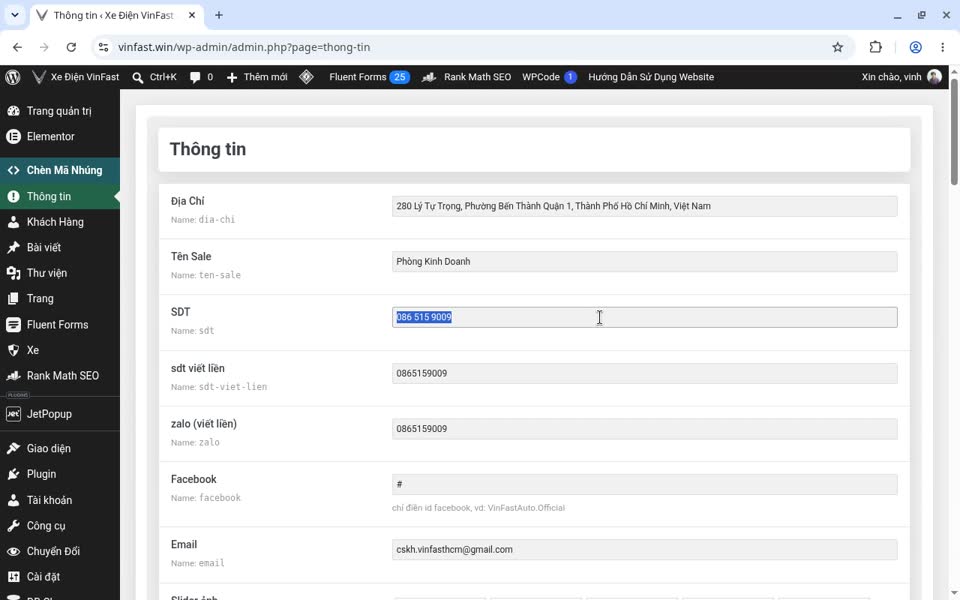 Hướng Dẫn Sử Dụng Web Ô tô 2 Trang Thông tin: địa chỉ, tên sale, số điện thoại, Zalo…