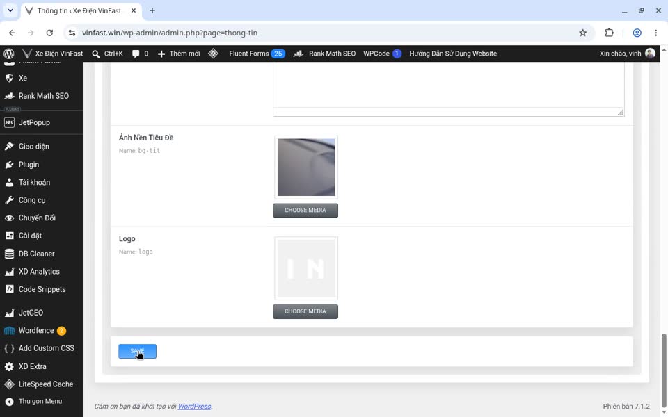 Hướng Dẫn Sử Dụng Web Ô tô 4 Cuối trang: bấm nút Lưu (Save)