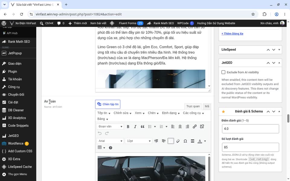 Hướng Dẫn Sử Dụng Web Ô tô 13 Các ô nội dung soạn như Word