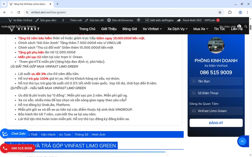 Hướng Dẫn Sử Dụng Web Ô tô 14 Ngoài web, mỗi ô hiện đúng chỗ của nó